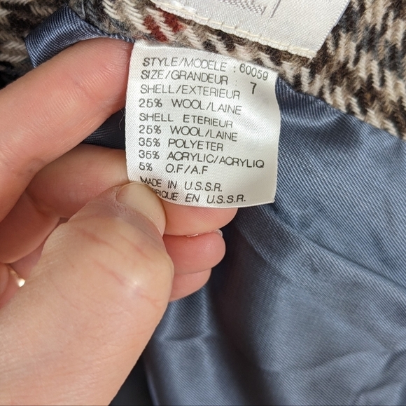 Vintage Harrinbone Houndstooth brown blazer jacket large @A9 - Picture 7 of 12